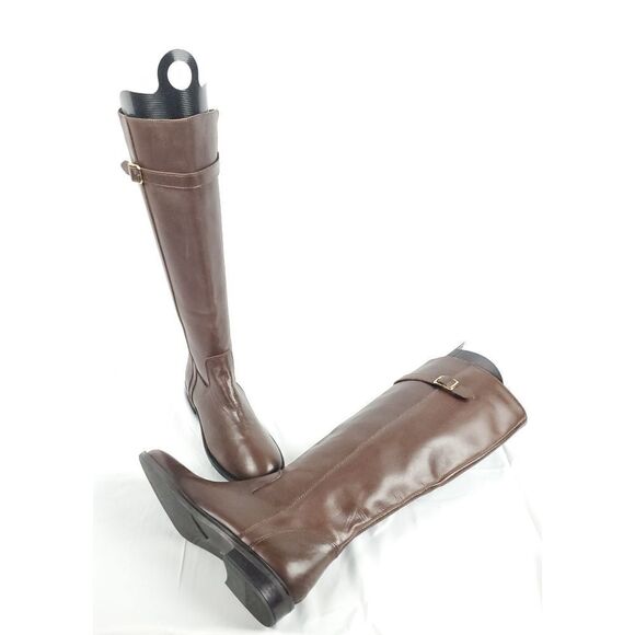 Italian Shoemaker brown  Leather low  Heeled Boots inside side zipper sz 6.5 - Picture 1 of 11